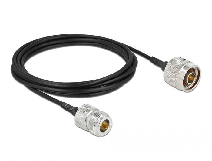 Delock WLAN-Antennen Anschlusskabel [1x N-Stecker - 1x N-Buchse] 3 m Schwarz