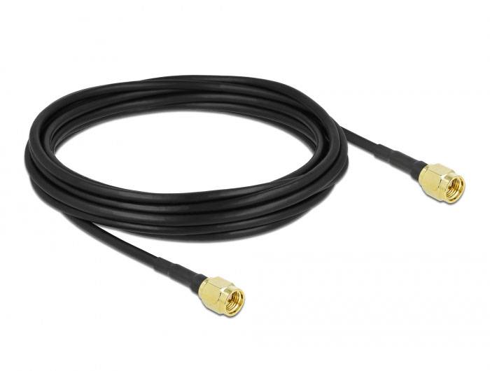 Delock WLAN-Antennen Anschlusskabel [1x SMA-Stecker - 1x SMA-Stecker] 5 m Schwarz-1