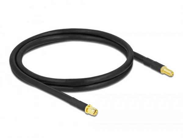 Delock WLAN-Antennen Anschlusskabel [1x SMA-Stecker - 1x SMA-Buchse] 0.9 m Schwarz