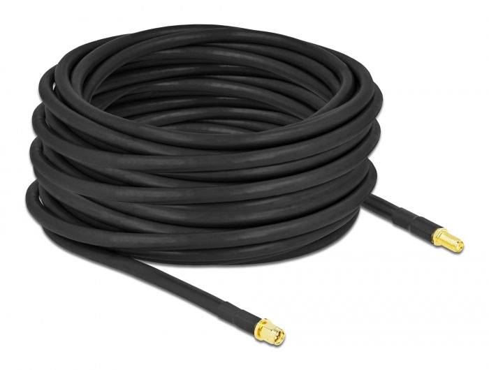 Delock WLAN-Antennen Anschlusskabel [1x SMA-Stecker - 1x SMA-Buchse] 15 m Schwarz-1