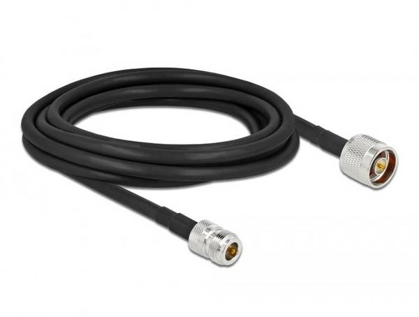 Delock WLAN-Antennen Anschlusskabel [1x N-Stecker - 1x N-Buchse] 3 m Schwarz