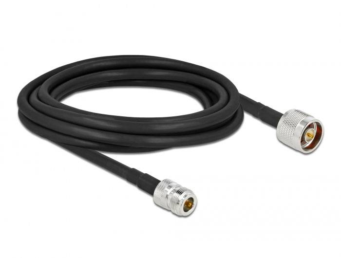 Delock WLAN-Antennen Anschlusskabel [1x N-Stecker - 1x N-Buchse] 3 m Schwarz-1