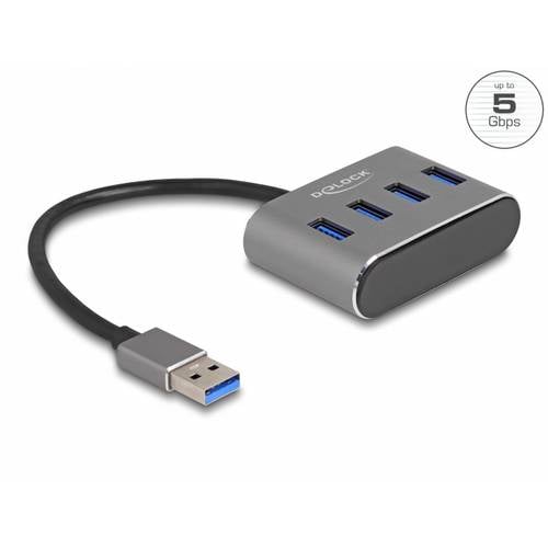 Thumbnail - Delock 63190 USB-Hub 4 Port USB-A USB 3.1 Gen1 5 GBit/s Schwarz 63190