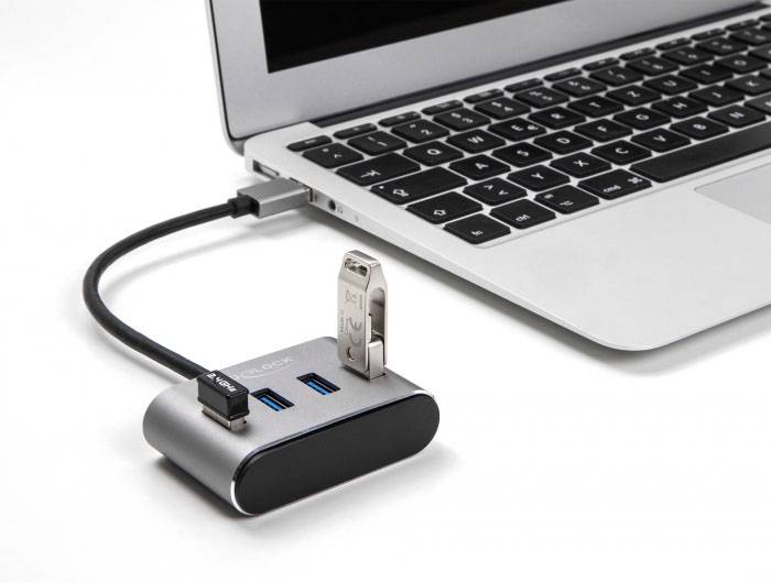 Delock 63190 USB-Hub 4 Port USB-A USB 3.1 Gen1 5 GBit/s Schwarz 63190-2
