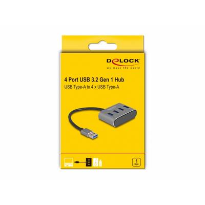 Delock 63190 USB-Hub 4 Port USB-A USB 3.1 Gen1 5 GBit/s Schwarz 63190-3