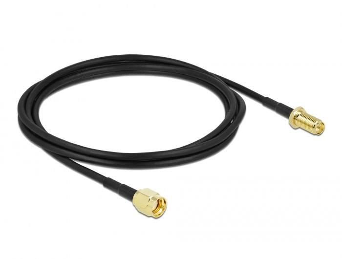 Delock WLAN-Antennen Anschlusskabel [1x RPSMA-Stecker - 1x RPSMA-Buchse] 2 m Schwarz-1