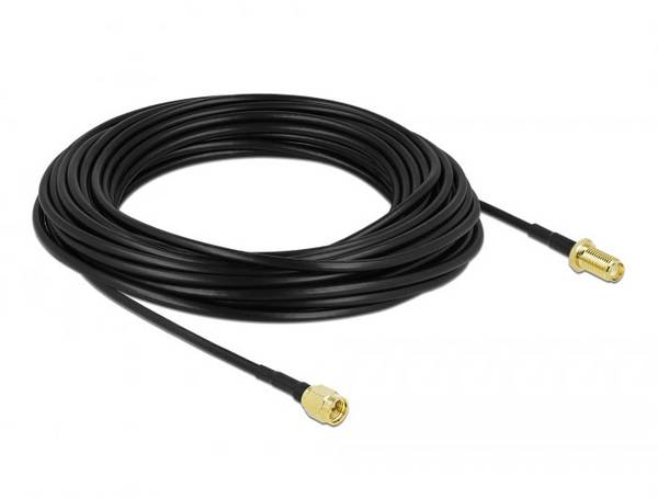 Delock WLAN-Antennen Anschlusskabel [1x SMA-Stecker - 1x SMA-Buchse] 15 m Schwarz