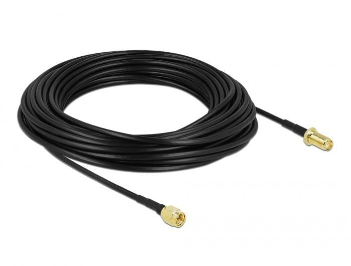 Delock WLAN-Antennen Anschlusskabel [1x SMA-Stecker - 1x SMA-Buchse] 15 m Schwarz-1