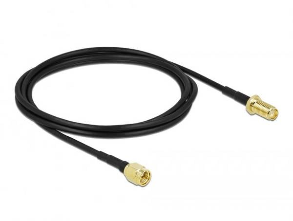 Delock WLAN-Antennen Anschlusskabel [1x SMA-Stecker - 1x SMA-Buchse] 2 m Schwarz