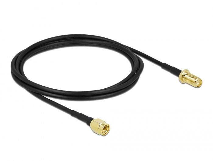 Delock WLAN-Antennen Anschlusskabel [1x SMA-Stecker - 1x SMA-Buchse] 2 m Schwarz-1