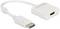 Ein weißer Adapter mit einem DisplayPort-Stecker auf der einen Seite und einem HDMI-Buchse auf der anderen. Markenname 'Delock'.