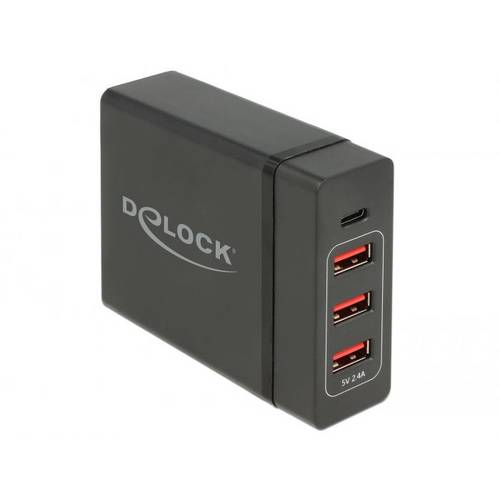 Thumbnail - Delock 63974 USB Ladegerät 60 W USB-C®, USB-A USB PD Schwarz Steckdose USB Power Delivery (USB-PD), Überstromschutz