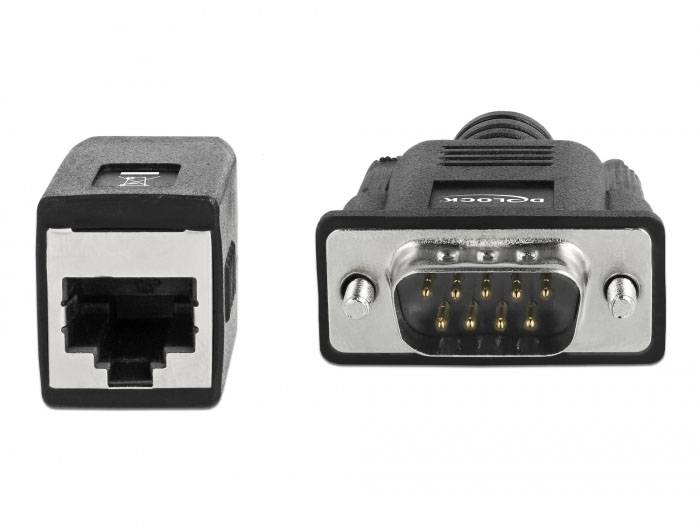 Delock Seriell Adapter [1x D-SUB-Stecker 9pol. - 1x RJ45-Buchse] 20 cm Schwarz-1
