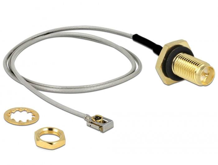 Delock WLAN-Antennen Anschlusskabel [1x RPSMA-Buchse - 1x IPEX-Stecker] 0.3 m Geschütz-Grau
