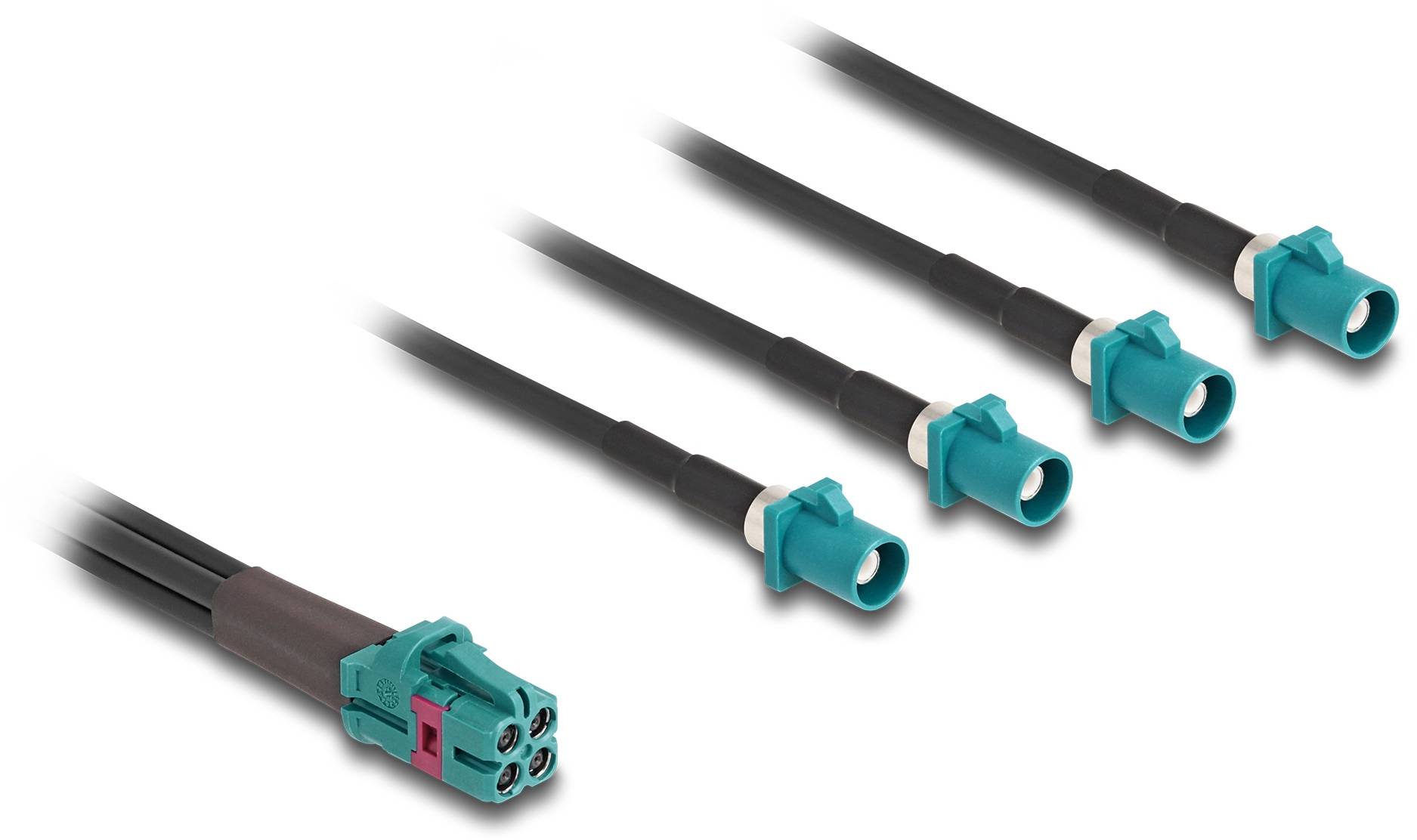 Delock WLAN-Antennen Anschlusskabel [1x Fakra-Buchse - 4x Fakra-Stecker] 1 m Schwarz, Blau-2