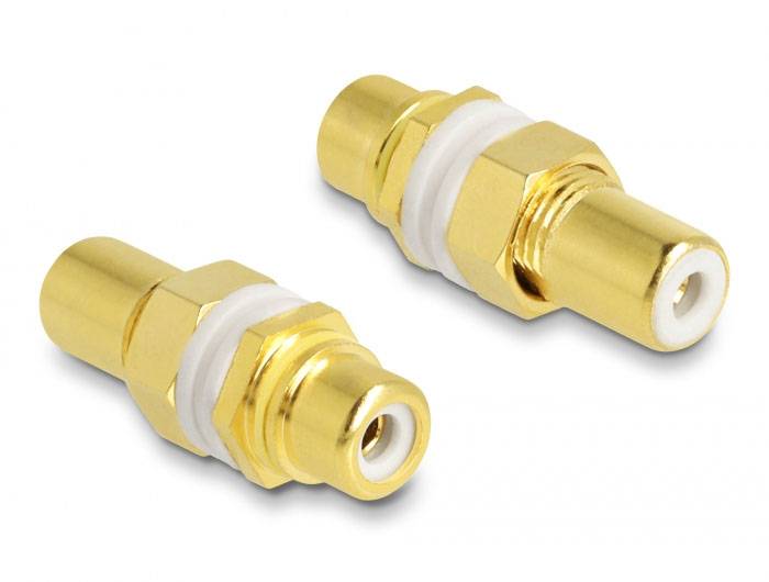 Delock 64141 64141 Cinch Audio Adapter [1x Cinch-Buchse - 1x Cinch-Buchse] Gold, Weiß