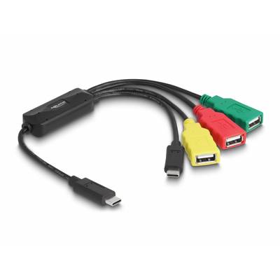 Delock 64203 USB-Hub 3+1 Port USB-A, USB-C® USB 2.0 480 MBit/s mit USB-C® Stecker Mehrfarbig 64203-0