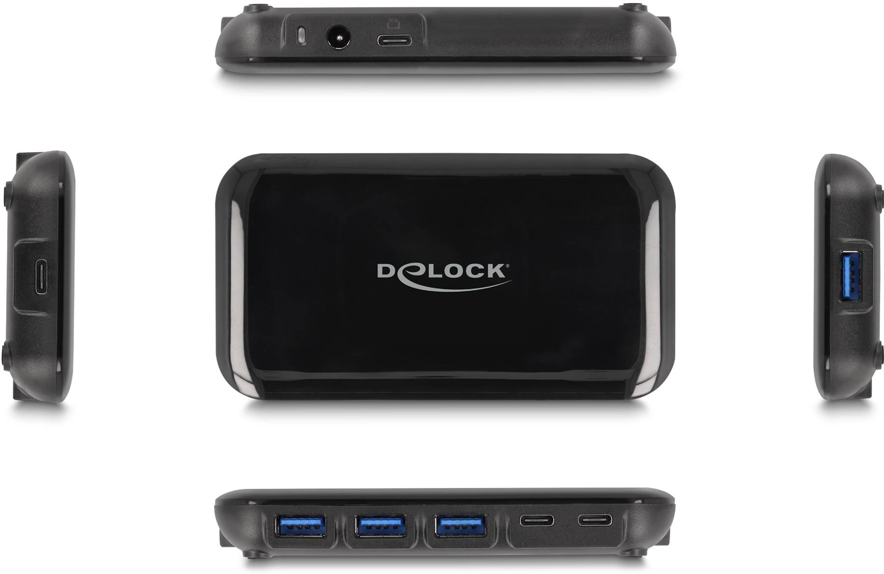 Delock 64209 USB-Hub 4+3 Port USB-A, USB-C® USB 3.2 Gen2 10 GBit/s mit USB-C® Stecker Schwarz 64209-2