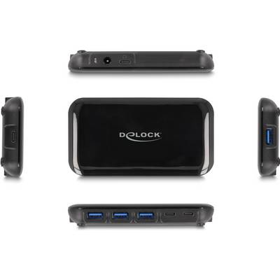 Delock 64209 USB-Hub 4+3 Port USB-A, USB-C® USB 3.2 Gen2 10 GBit/s mit USB-C® Stecker Schwarz 64209-2
