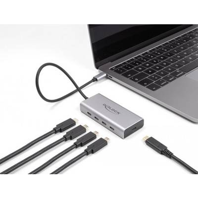 Delock 64235 USB-Hub 4 Port USB-C® USB 3.2 Gen2 10 GBit/s mit USB-C® Stecker Grau 64235-0