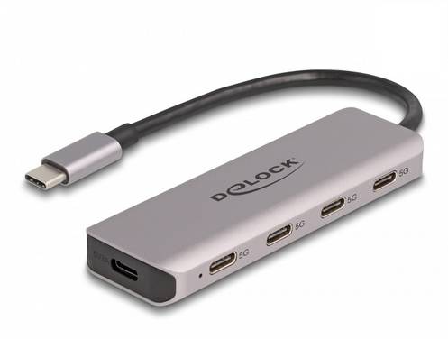 Delock 64238 USB-Hub 4 Port USB-C® USB 3.2 Gen1 5 GBit/s mit USB-C® Stecker Grau 64238