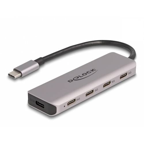 Thumbnail - Delock 64238 USB-Hub 4 Port USB-C® USB 3.2 Gen1 5 GBit/s mit USB-C® Stecker Grau 64238