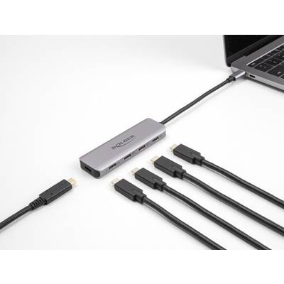 Delock 64238 USB-Hub 4 Port USB-C® USB 3.2 Gen1 5 GBit/s mit USB-C® Stecker Grau 64238-2