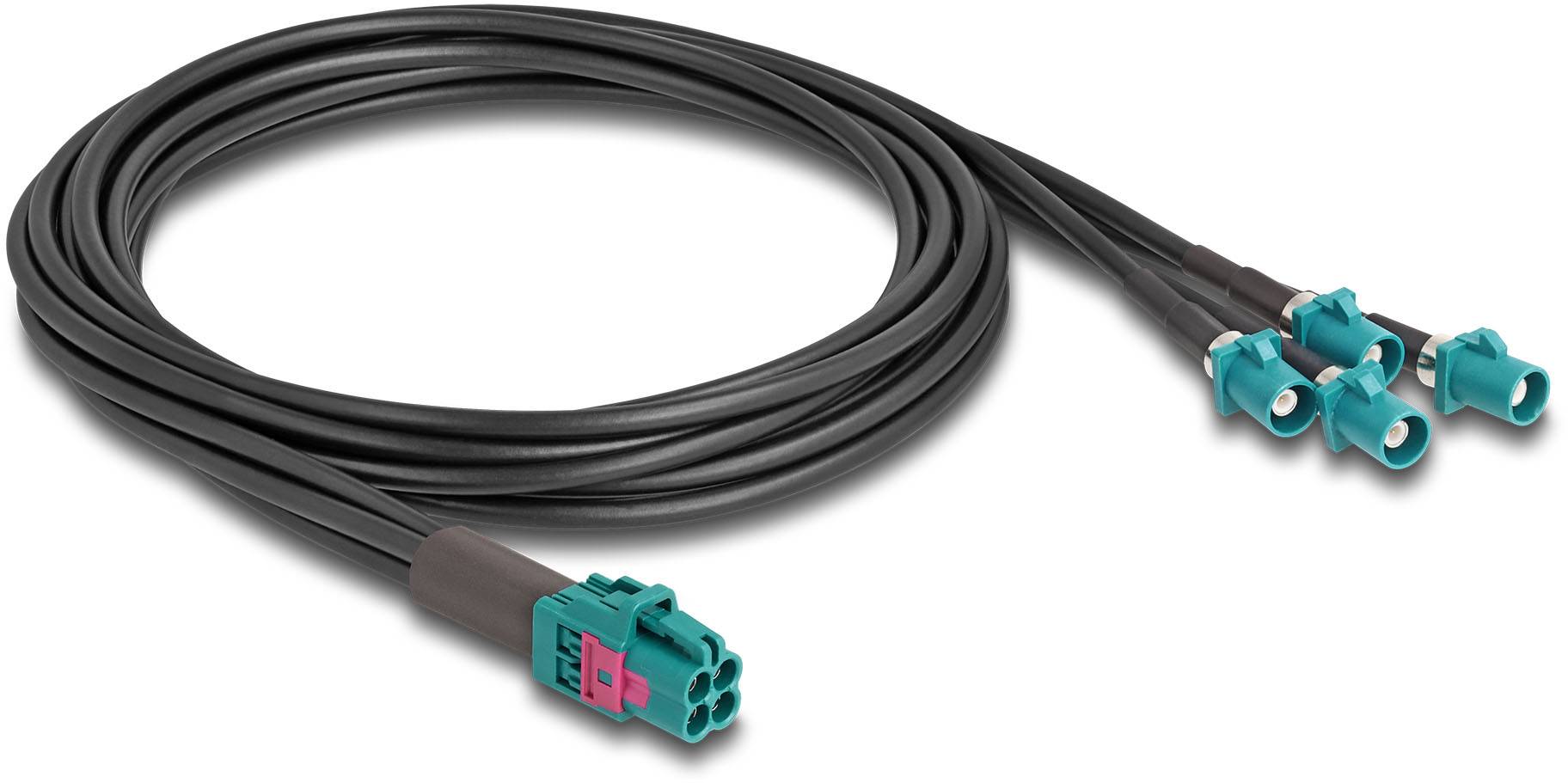 Delock WLAN-Antennen Anschlusskabel [1x Fakra-Buchse - 4x Fakra-Stecker] 1 m Schwarz, Blau-1