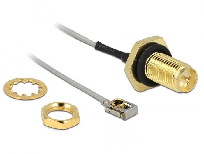 Thumbnail - Delock WLAN-Antennen Anschlusskabel [1x RPSMA-Buchse - 1x IPEX-Stecker] 0.1 m Schwarz, Grau