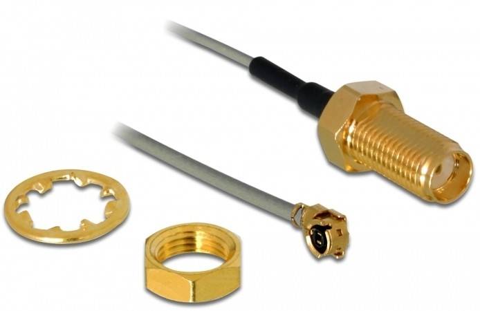 Delock WLAN-Antennen Anschlusskabel [1x SMA-Buchse - 1x IPEX-Stecker] 1 m Schwarz, Grau-1
