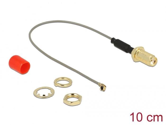 Delock WLAN-Antennen Anschlusskabel [1x SMA-Buchse - 1x IPEX-Stecker] 0.1 m Grau