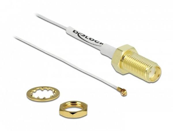 Delock WLAN-Antennen Anschlusskabel [1x SMA-Buchse - 1x IPEX-Stecker] 0.2 m Weiß