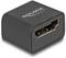 Ein schwarzer DisplayPort-Adapter mit der Aufschrift 'DeLOCK' auf der Oberseite.