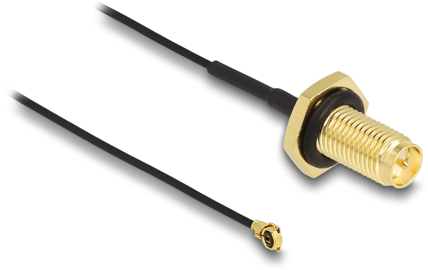 Delock WLAN-Antennen Anschlusskabel [1x RPSMA-Buchse - 1x IPEX-Stecker] 0.35 m Schwarz, Gold