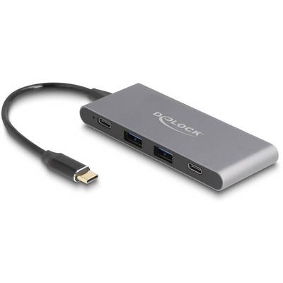 Delock 64111 USB-Hub 2+2 Port USB-A, USB-C® USB 3.2 Gen2 10 GBit/s mit USB-C® Stecker Grau 64111-0