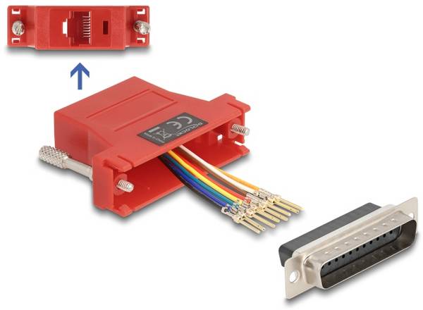 Delock 67115 VGA / RJ45 Adapter [1x D-SUB-Stecker 25pol. - 1x RJ45-Buchse] Rot