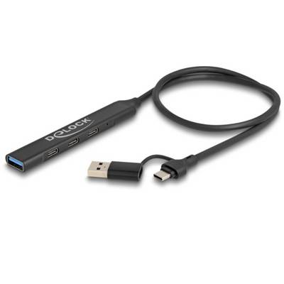 Delock 64272 USB-Hub 3+1 Port USB-A, USB-C® USB 3.2 Gen1 5 GBit/s mit USB-C® Stecker Schwarz 64272-1