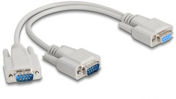 Delock Seriell Y-Adapter [1x D-SUB-Buchse 9pol. - 2x D-SUB-Stecker 9pol.] 0.30 m Beige