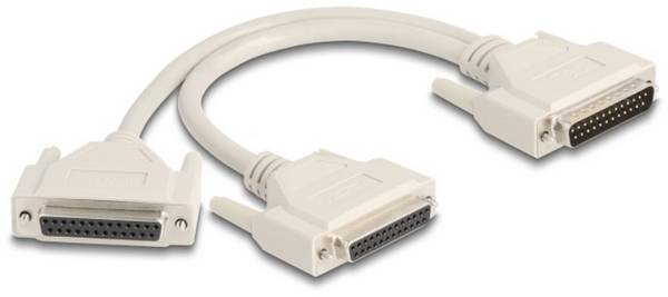 Delock 65959 VGA Adapter [1x D-SUB-Stecker 25pol. - 2x D-SUB-Buchse 25pol.] Beige  0.30 m