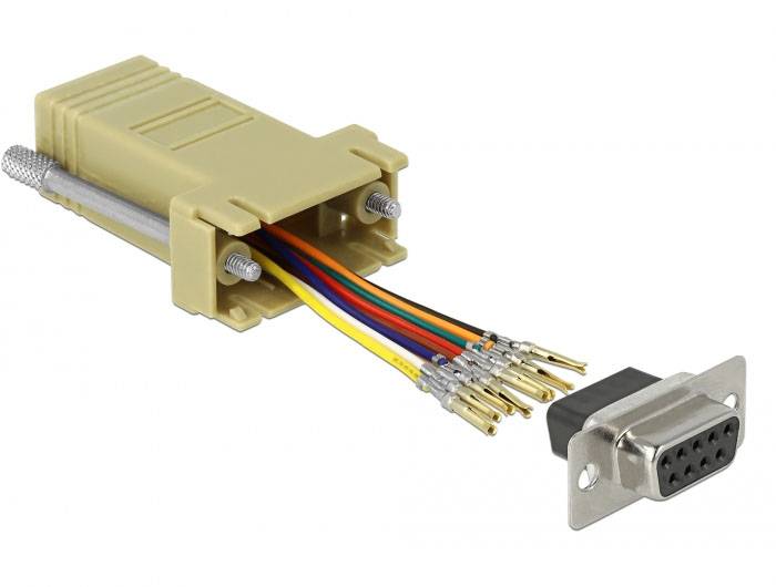 Delock 66164 RJ45 / VGA Adapter [1x D-SUB-Stecker 9pol. - 1x RJ45-Buchse] Schwarz, Grau, Edelstahl