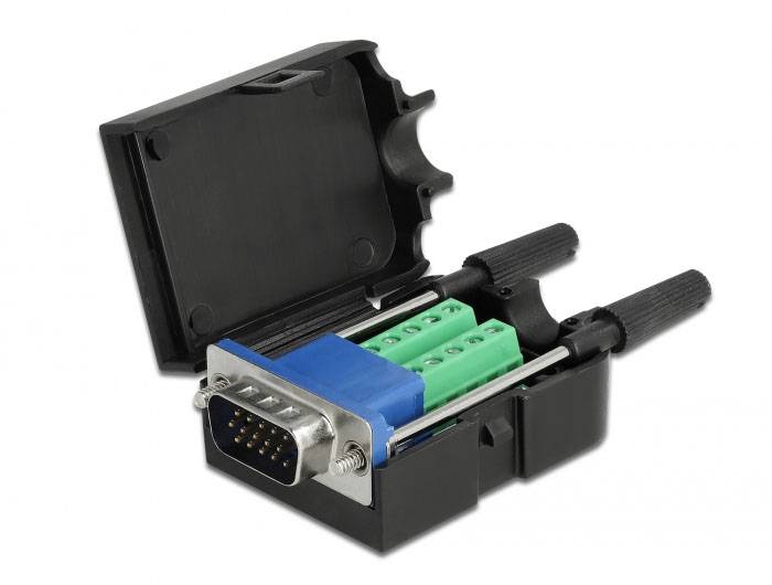 Delock 66258 VGA Adapter [1x D-SUB-Stecker 15pol. - 1x Buchse] Schwarz