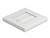 Weiße Abdeckplatte mit Bürstenleiste für Kabeldurchführung; rechteckig, mit Schraubenlöchern an den Seiten.