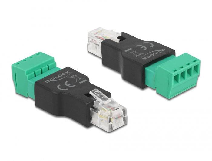 Delock RJ11 Netzwerk Adapter [1x RJ11-Stecker - 1x Buchse] 0 m Schwarz, Grün-0