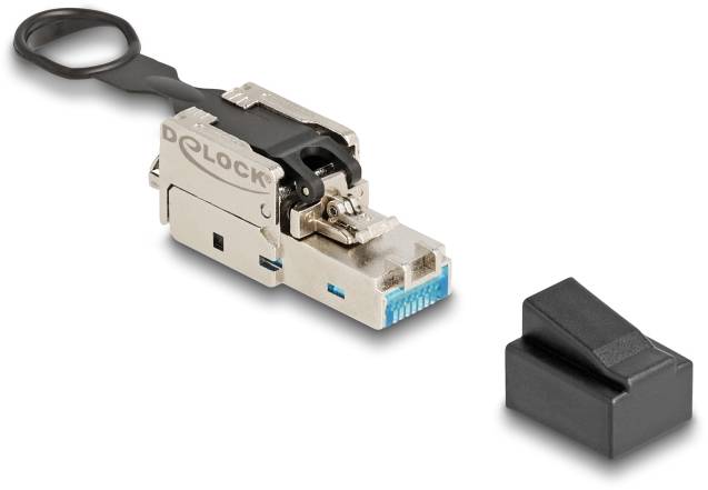 Thumbnail - Delock 87892 RJ45 Stecker feldkonfektionierbar Cat.6A mit Push und Pull Lasche werkzeugfrei 87892 Silber 1 St.