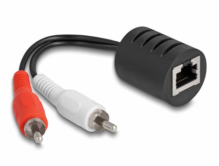 Thumbnail - Delock 87857 RJ45 / Cinch Audio Anschlusskabel [1x RJ45-Buchse - 2x Cinch-Stecker] Schwarz, Rot, Weiß