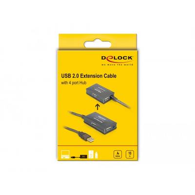 Delock 82748 USB-Hub 4 Port USB-A, DC-Buchse 3.5 mm USB 2.0 480 MBit/s Grau 82748-3