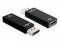 Zwei schwarze Adapter, einer mit 'DisplayPort' und der andere mit HDMI-Anschluss. Sie konvertieren Signale zwischen DisplayPort und HDMI.