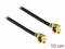 Zwei U.FL-Kabel mit goldenen Anschlüssen, 10 cm lang. Geeignet für drahtlose Kommunikation in elektronischen Geräten.