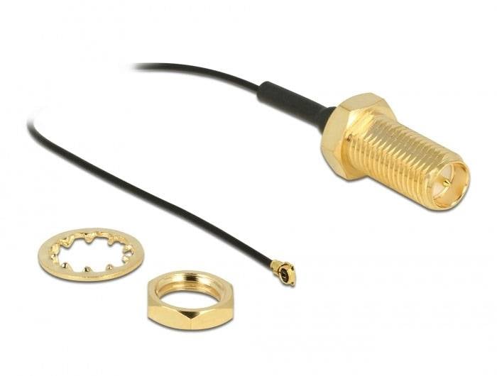 Delock WLAN-Antennen Anschlusskabel [1x RPSMA-Buchse - 1x IPEX-Stecker] 0.35 m Schwarz