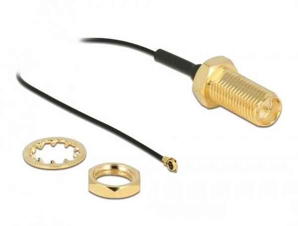 Delock WLAN-Antennen Anschlusskabel [1x RPSMA-Buchse - 1x IPEX-Stecker] 0.35 m Schwarz